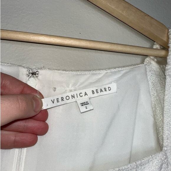 Veronica Beard Alona Tweed Mini Dress Ivory/White Size 2 Puff Sleeve Square Neck - Picture 3 of 8